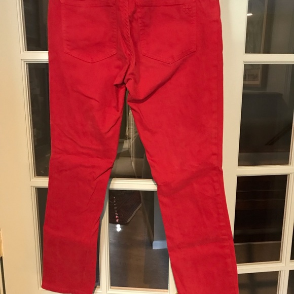 Tory Burch Red Cropped Skinny Jeans‎ Size 28 - Picture 3 of 6
